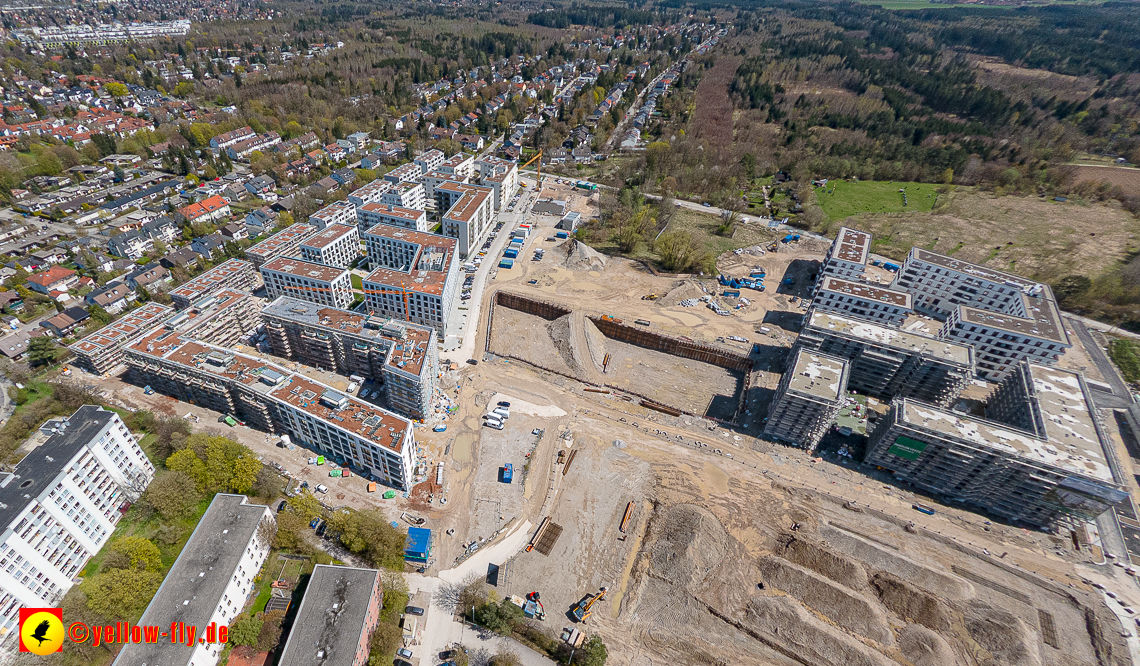 21.04.2023 - Luftbilder von der Baustelle Alexisquartier und Pandion Verde in Neuperlach